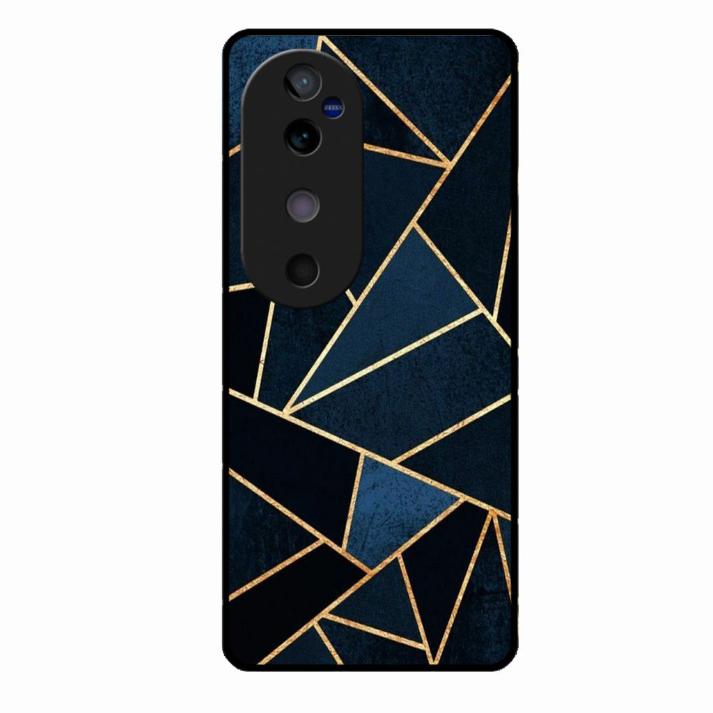 Midnight Gold Geometric Premium Glass Phone Case for Vivo V40 Pro 5G