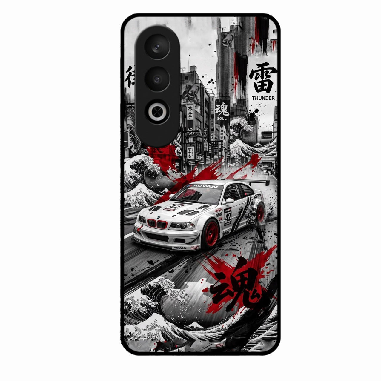 Japanese Wave Drift Racing Premium Glass Phone Case for Oneplus Nord Ce 4 5G