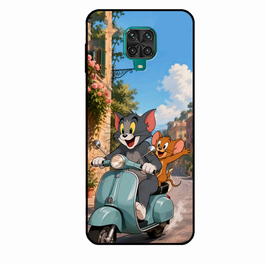 Cartoon Scooter Adventure Premium Glass Phone Case for Redmi Note 9 Pro