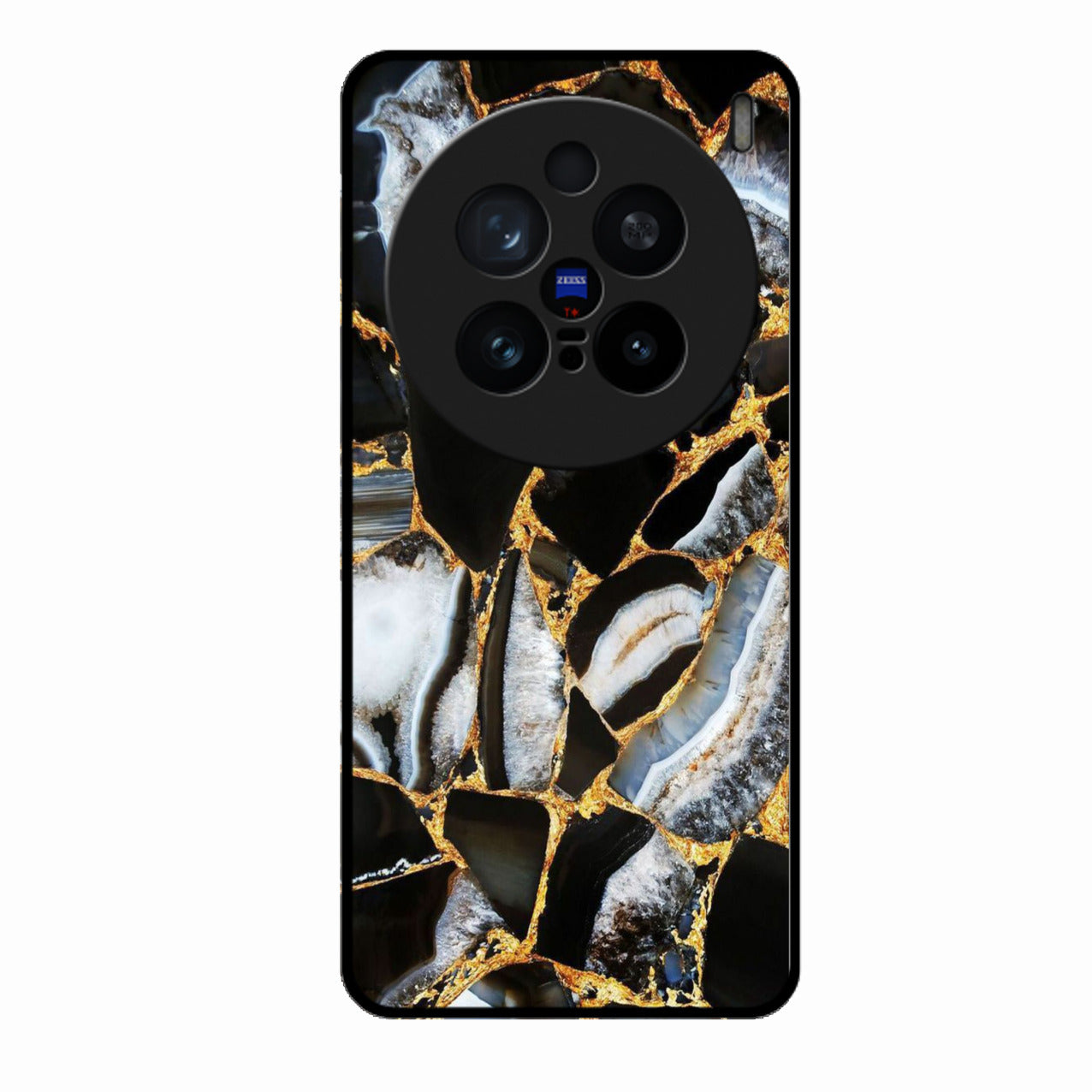 Black Gold Marble Glass Phone Case for Vivo X200 Pro 5G