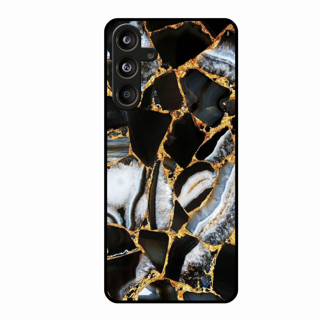 Black Gold Marble Glass Phone Case for Samsung Galaxy M55S 5G