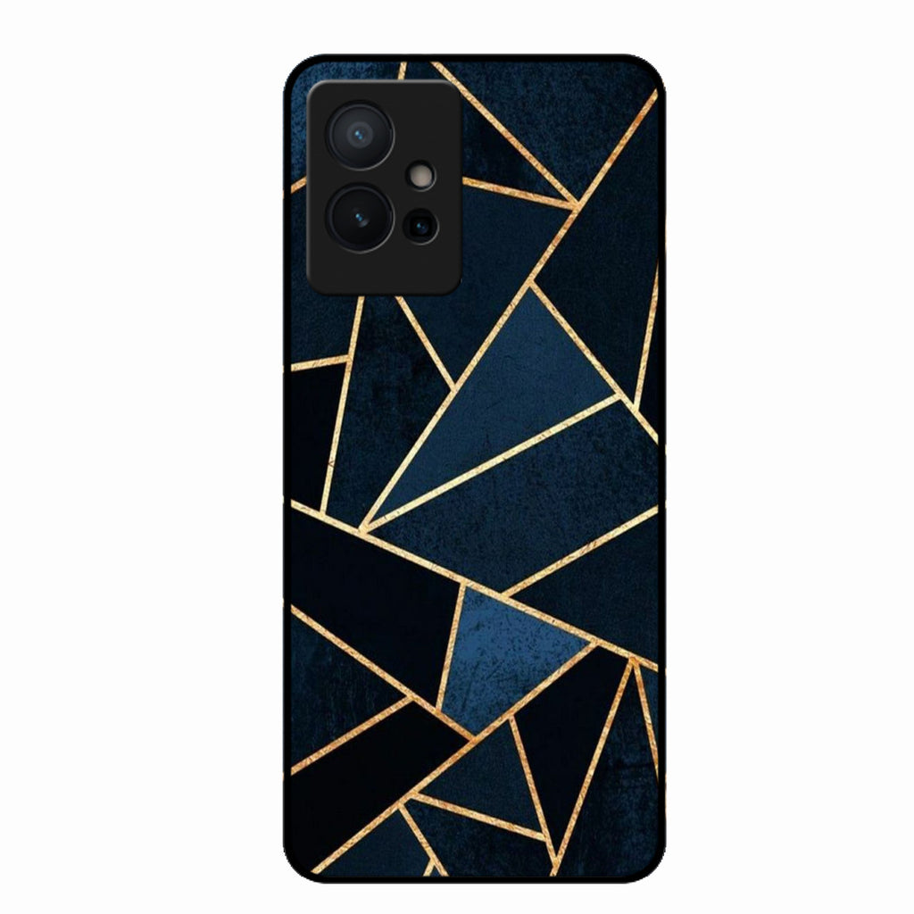 Midnight Gold Geometric Premium Glass Phone Case for Vivo Y75 5G