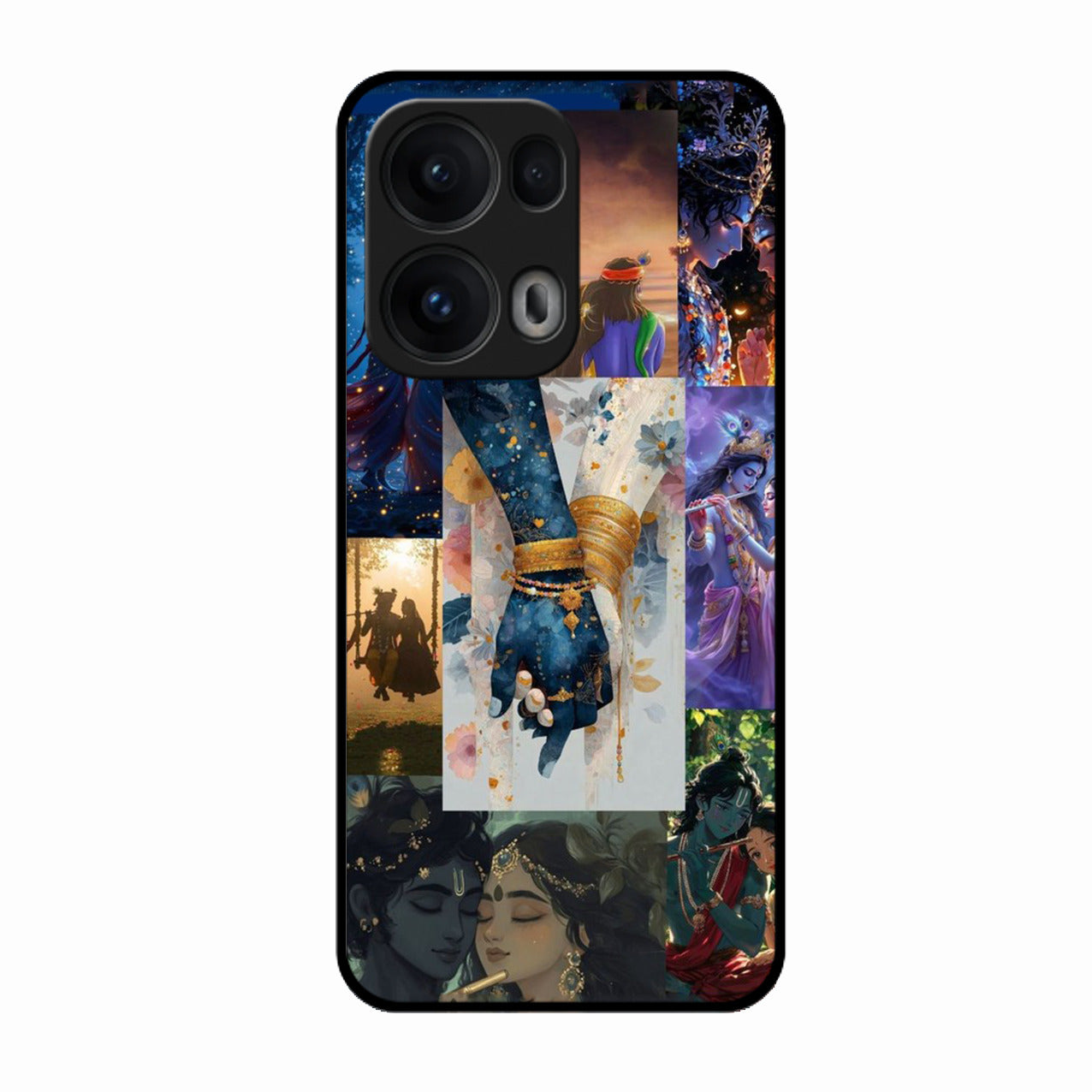 Eternal Radha Krishna Love Glass Phone Case for Oppo Reno 13 Pro 5G