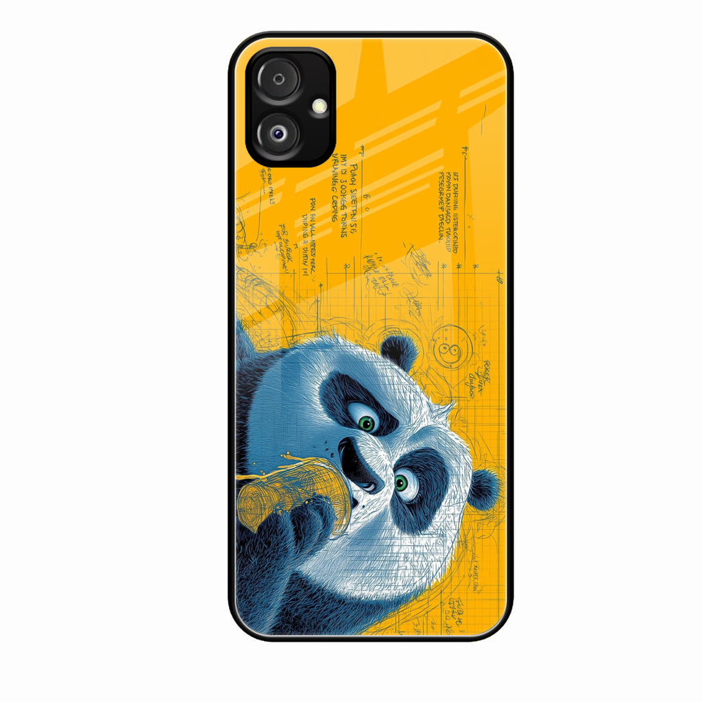 Cute Panda Sketch Premium Glass Phone Case for Samsung Galaxy F14 5G