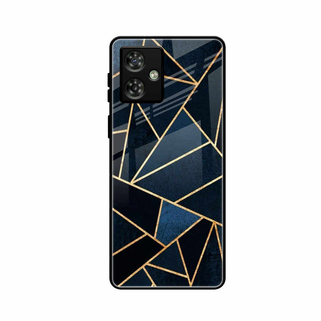 Midnight Gold Geometric Premium Glass Phone Case for Motorola G54 5G