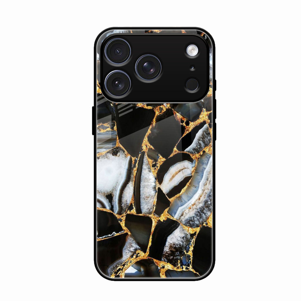 Black Gold Marble Glass Phone Case for iPhone 17 Pro Max