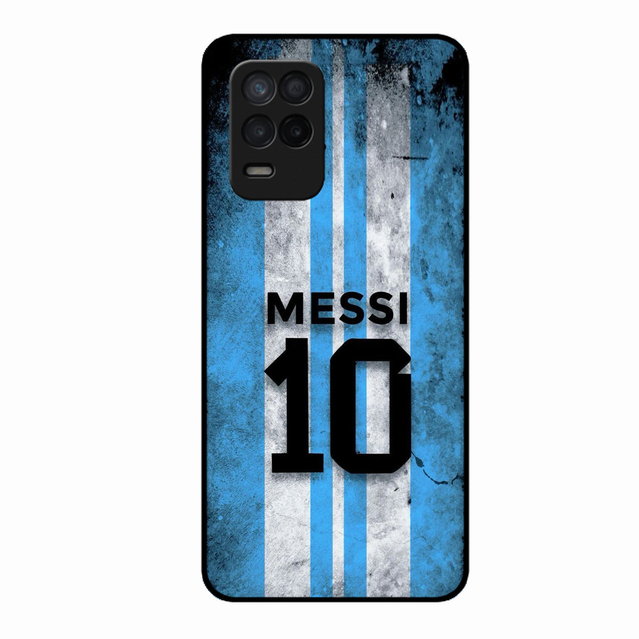 Blue Stripes Number 10 Football Glass Phone Case for Realme 8 5G