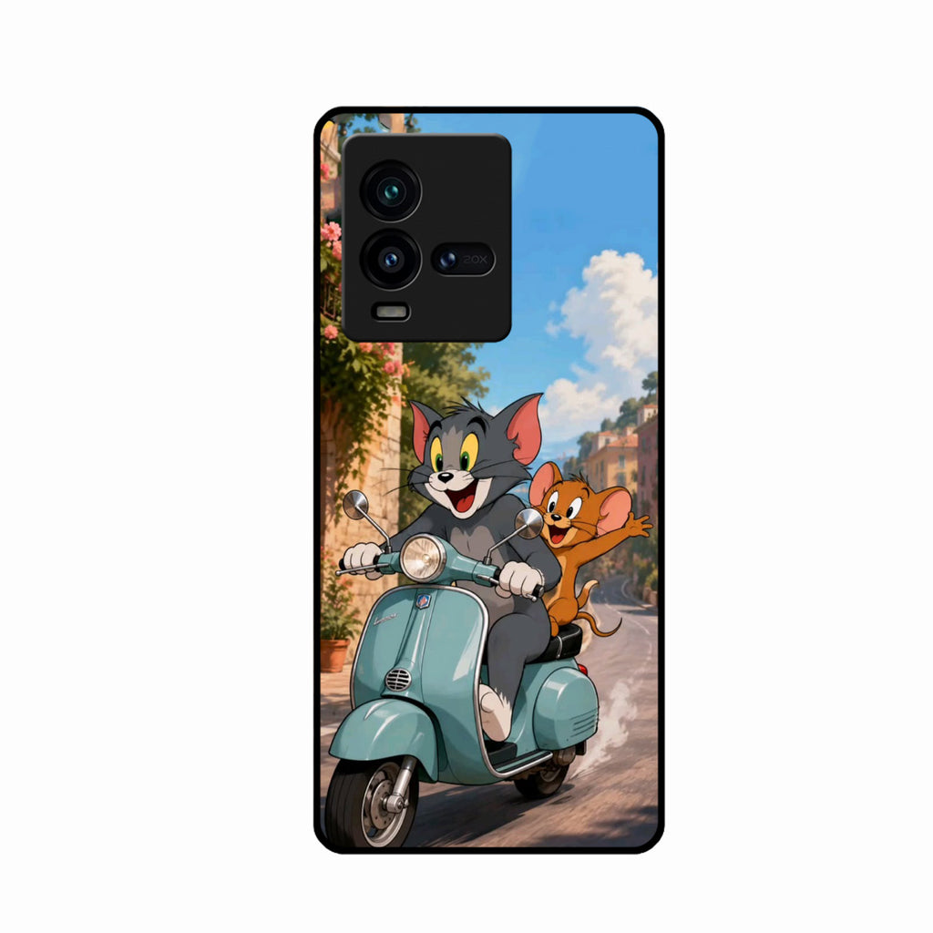 Cartoon Scooter Adventure Premium Glass Phone Case for iQOO 9T 5G