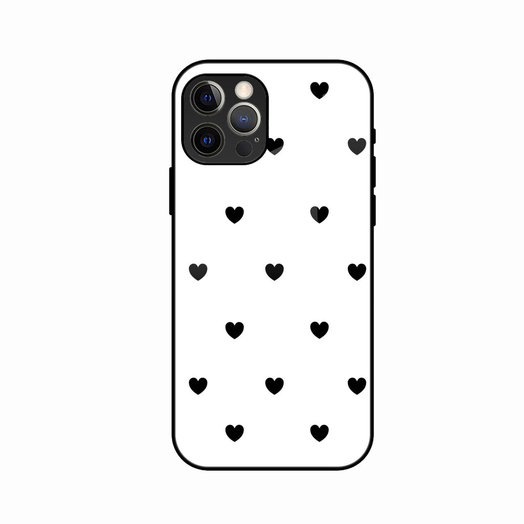 Heart Pattern White Glass Case Cover for iPhone 12 Pro - ShopOnCliQ