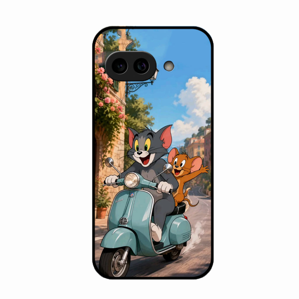 Cartoon Scooter Adventure Premium Glass Phone Case for Google Pixel 9A 5G