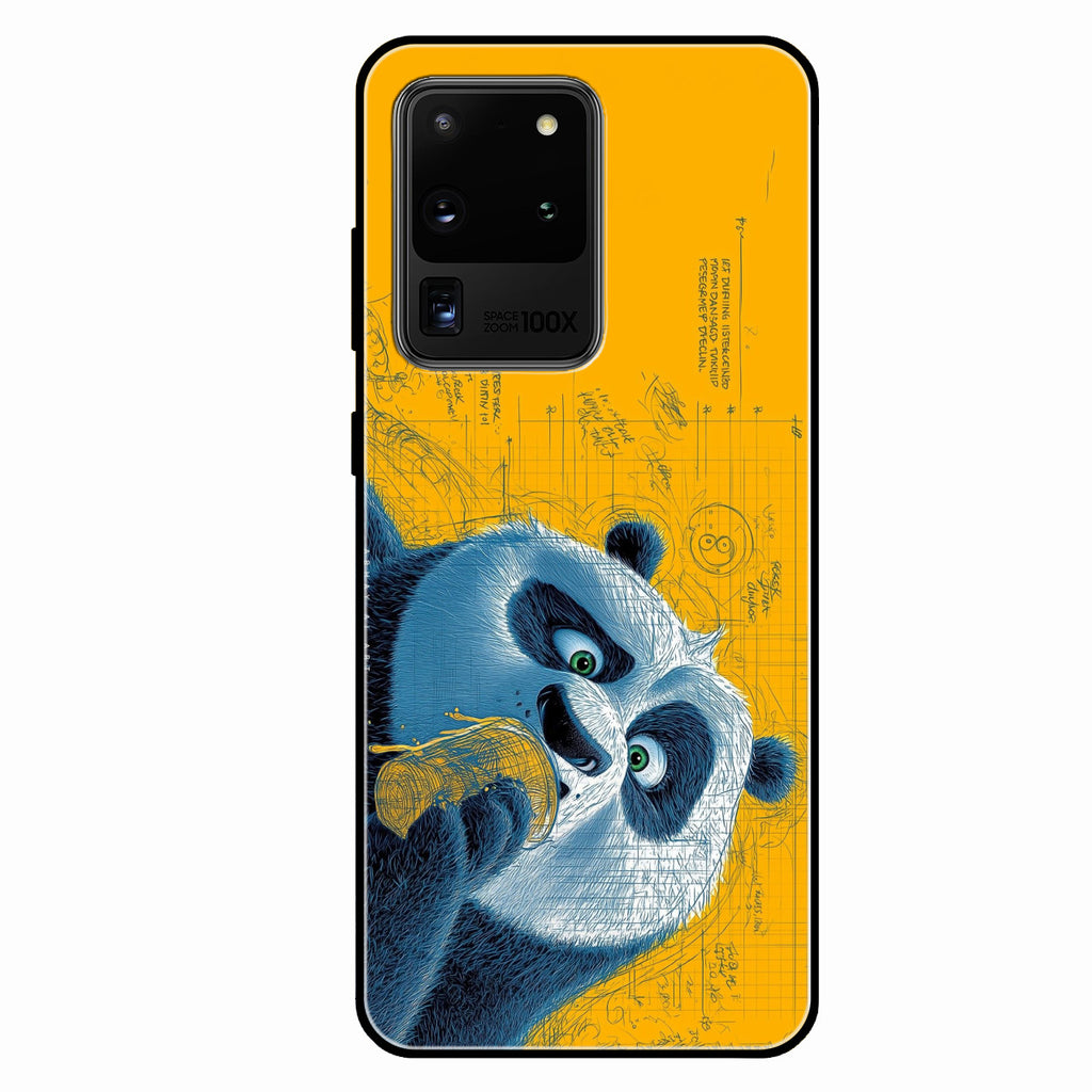 Cute Panda Sketch Premium Glass Phone Case for Samsung Galaxy S20 Ultra