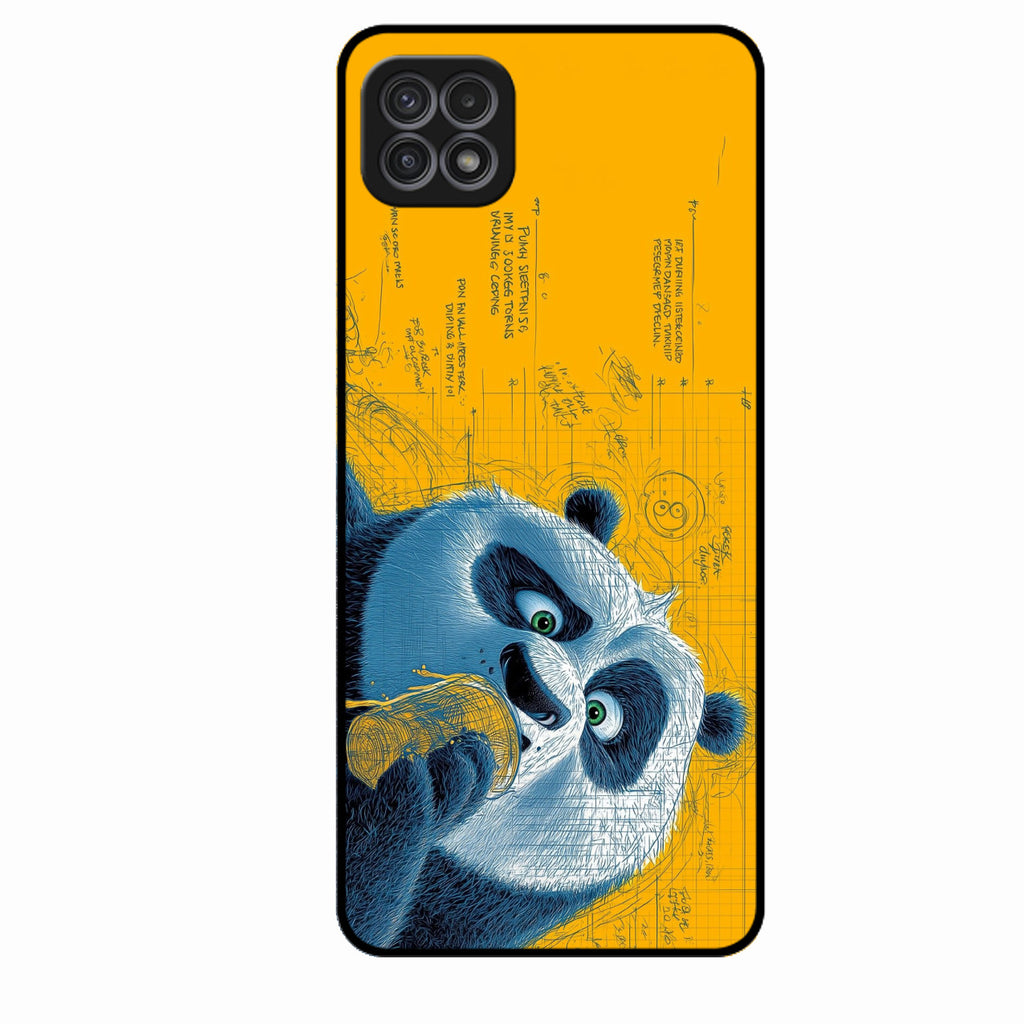 Cute Panda Sketch Premium Glass Phone Case for Samsung Galaxy F42 5G