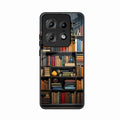Colorful Bookshelf Art Glass Case Cover for Motorola Edge 50 Pro