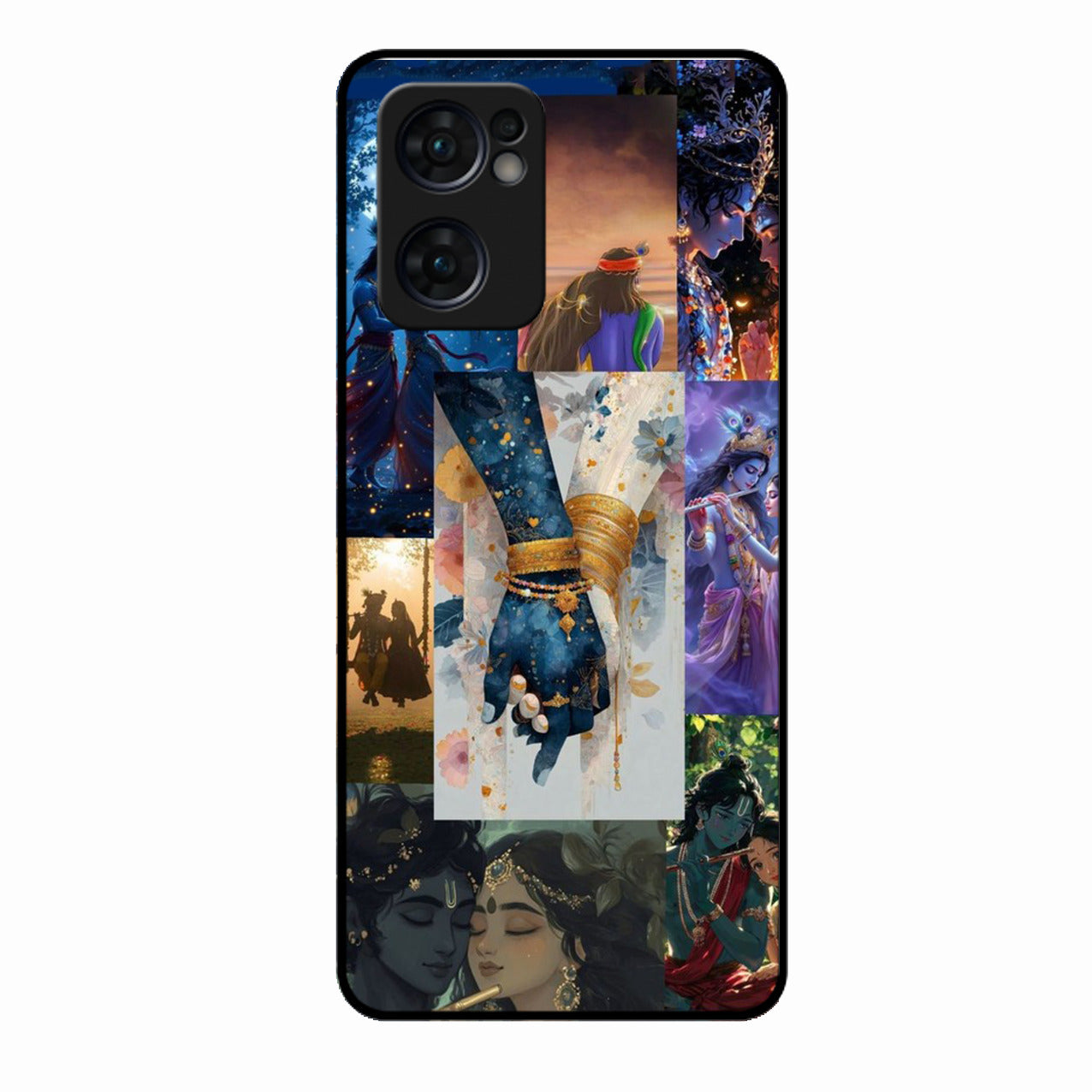 Eternal Radha Krishna Love Glass Phone Case for Oppo Reno 7 5G