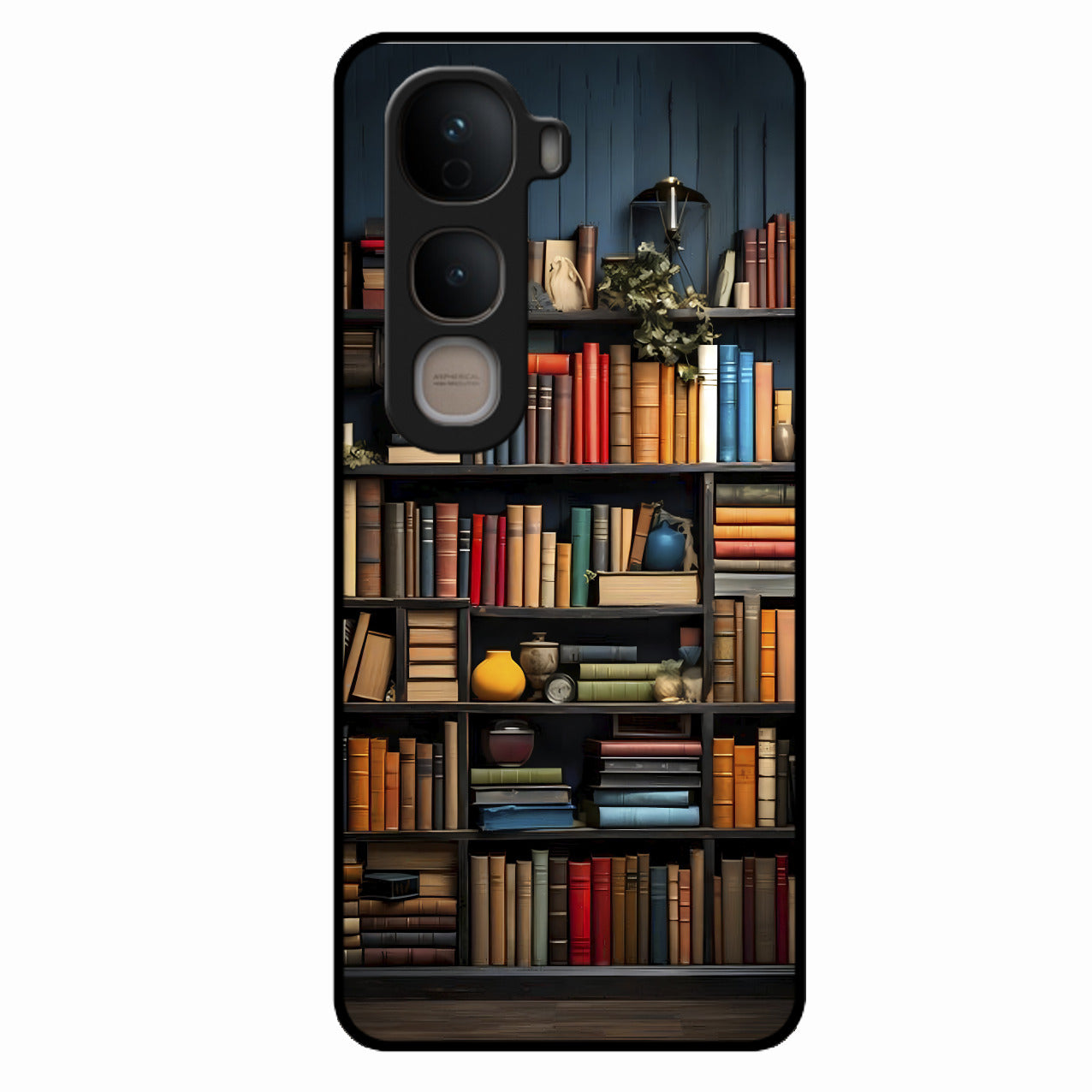 Colorful Bookshelf Art Glass Case Cover for Vivo Y400 Pro 5G