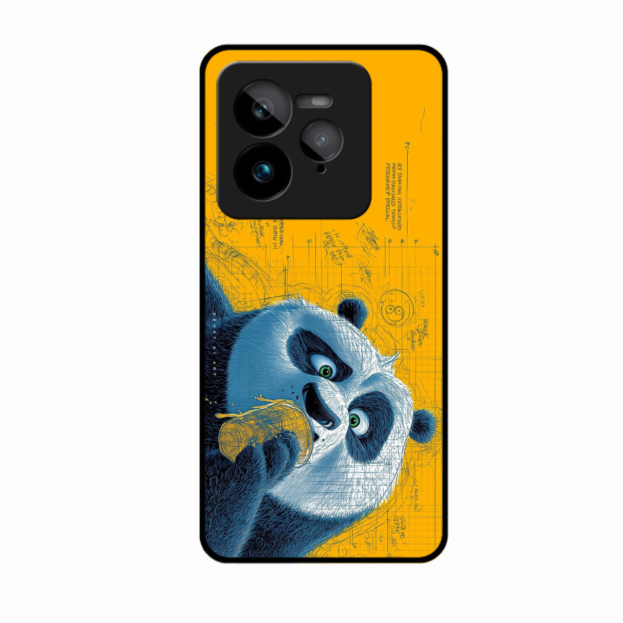 Cute Panda Sketch Premium Glass Phone Case for Realme Gt 7 Pro
