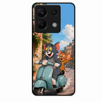 Cartoon Scooter Adventure Premium Glass Phone Case for Redmi Note 13 Pro 5G