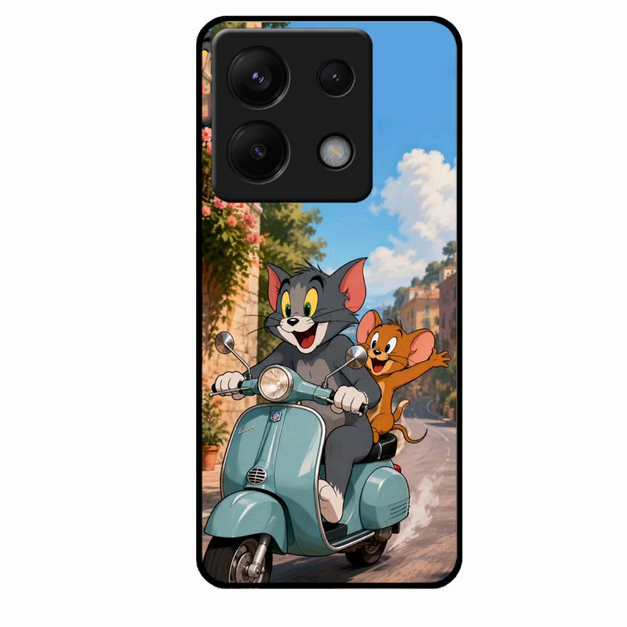 Cartoon Scooter Adventure Premium Glass Phone Case for Redmi Note 13 Pro 5G