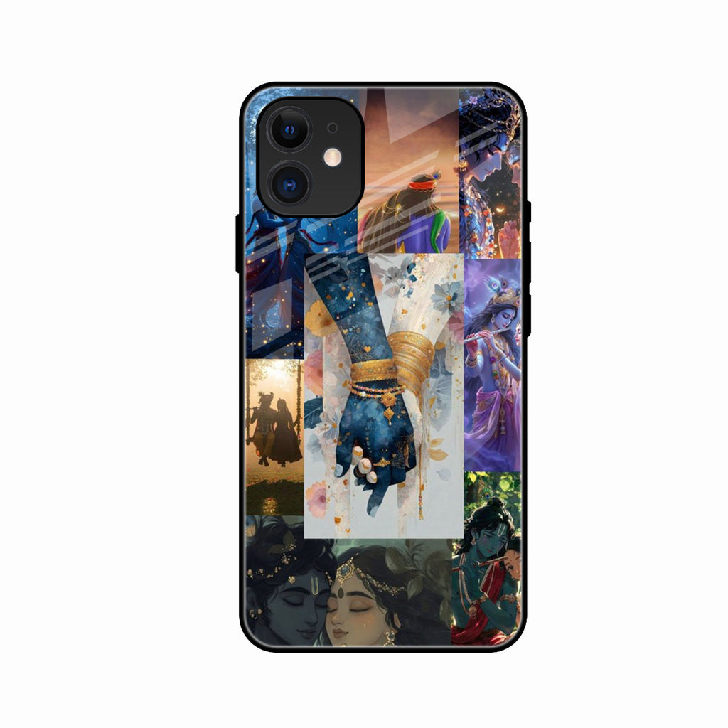 Eternal Radha Krishna Love Glass Phone Case for iPhone 11