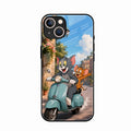 Cartoon Scooter Adventure Premium Glass Phone Case for iPhone 14 Plus