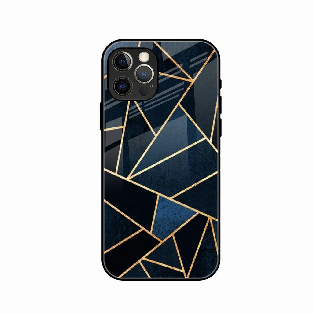 Midnight Gold Geometric Premium Glass Phone Case for iPhone 13 Pro