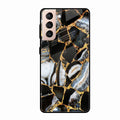 Black Gold Marble Glass Phone Case for Samsung Galaxy S21 Fe 5G