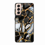 Black Gold Marble Glass Phone Case for Samsung Galaxy S21 Fe 5G