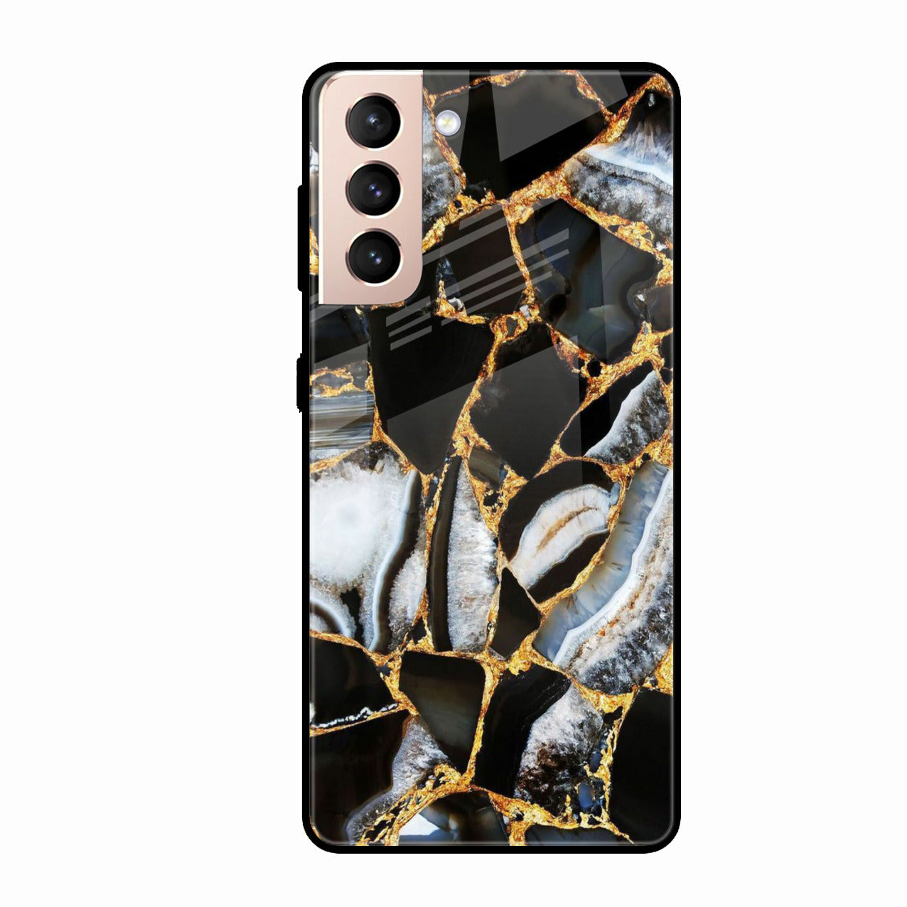 Black Gold Marble Glass Phone Case for Samsung Galaxy S21 Fe 5G