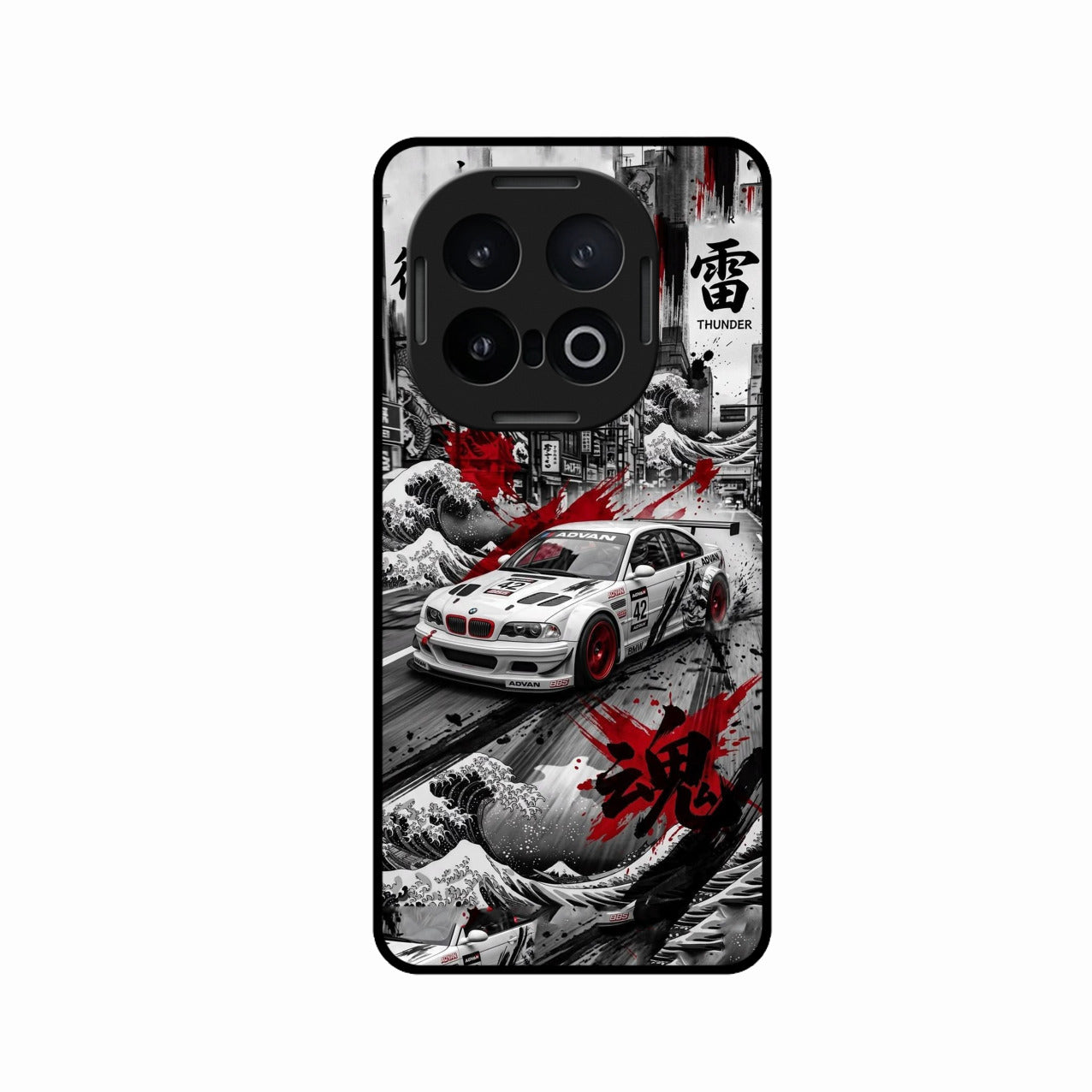 Japanese Wave Drift Racing Premium Glass Phone Case for iQOO 13 5G