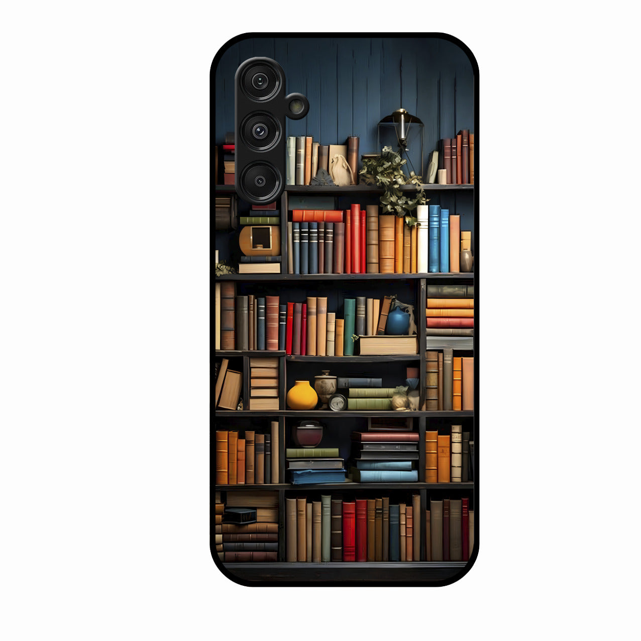 Colorful Bookshelf Art Glass Case Cover for Samsung Galaxy F36 5G