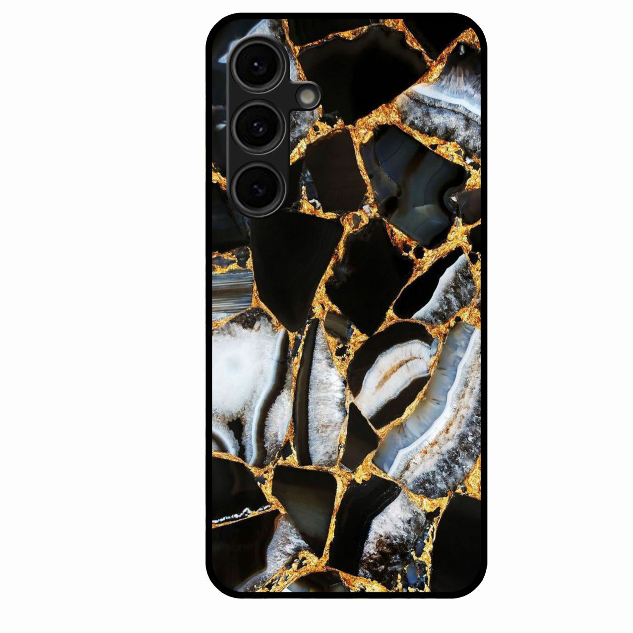 Black Gold Marble Glass Phone Case for Samsung Galaxy S24 Fe 5G