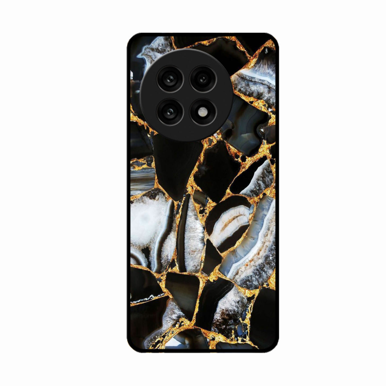 Black Gold Marble Glass Phone Case for Oneplus 13R 5G