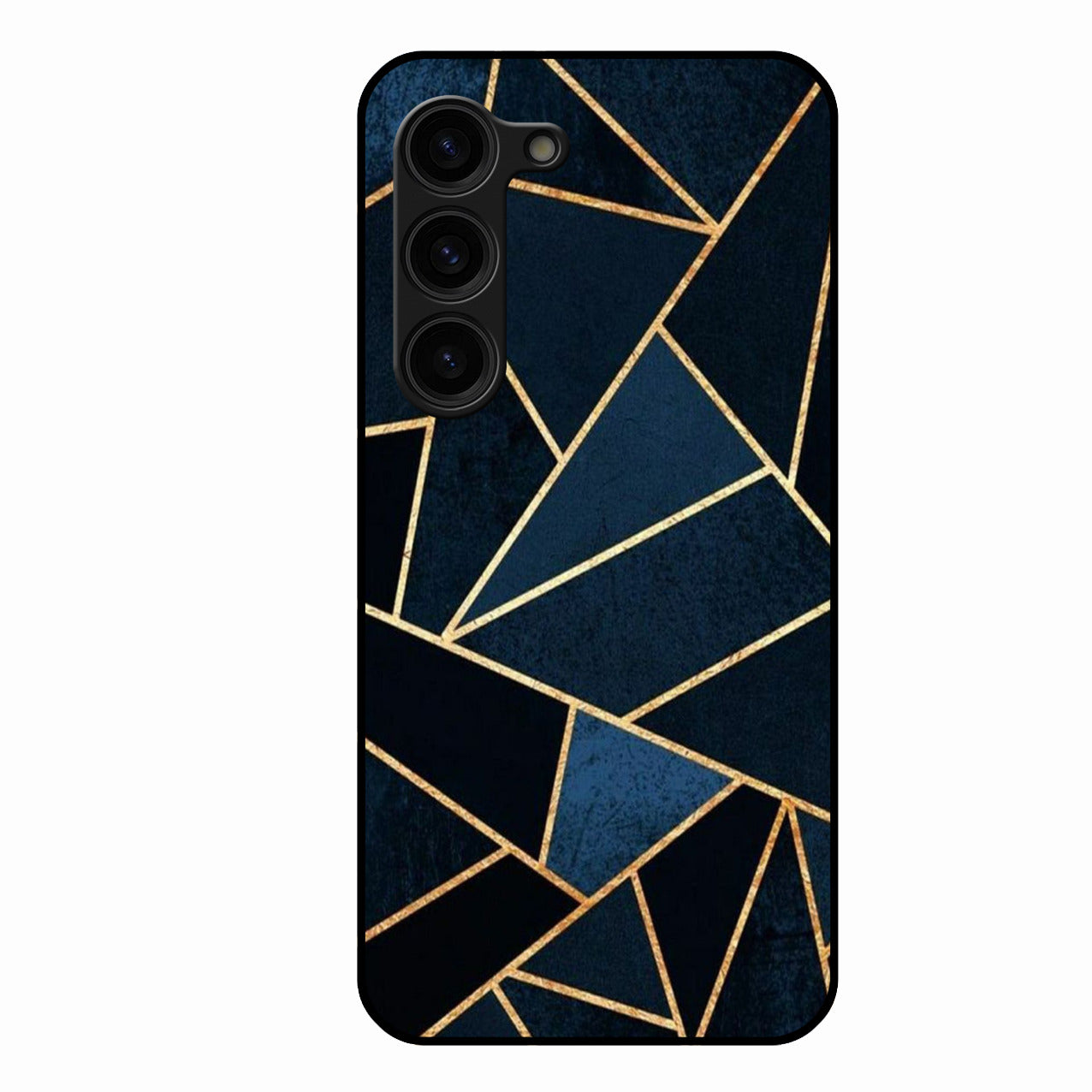 Midnight Gold Geometric Premium Glass Phone Case for Samsung Galaxy S23 Plus 5G