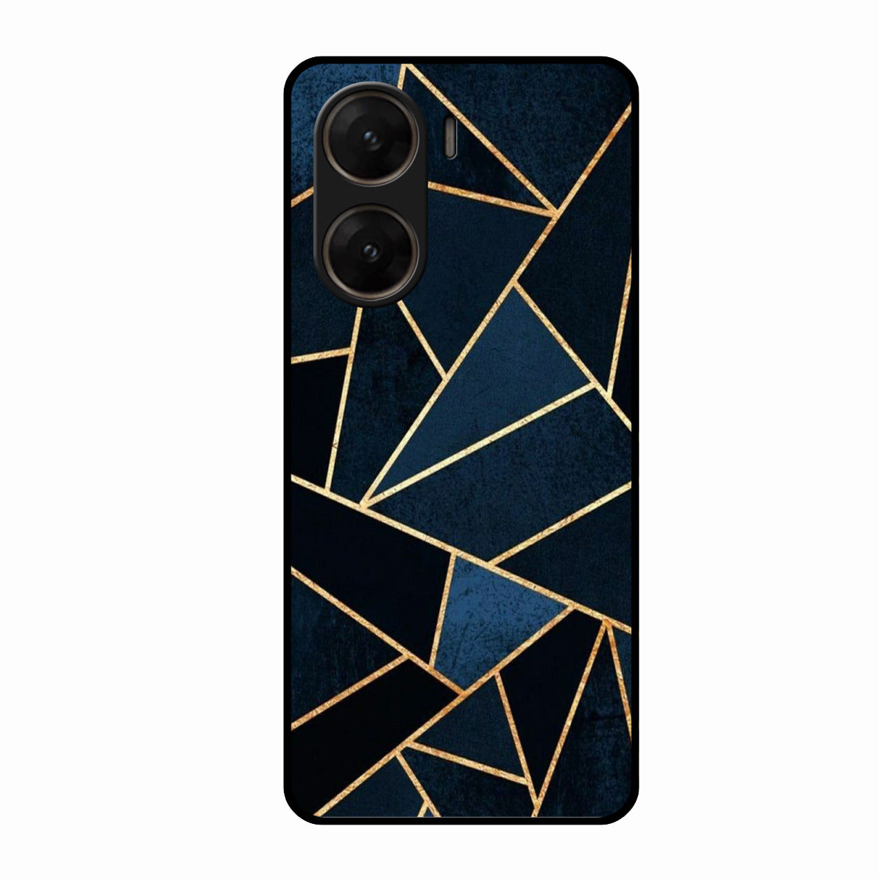 Midnight Gold Geometric Premium Glass Phone Case for Vivo V29E 5G