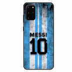 Blue Stripes Number 10 Football Glass Phone Case for Samsung Galaxy S20 Plus