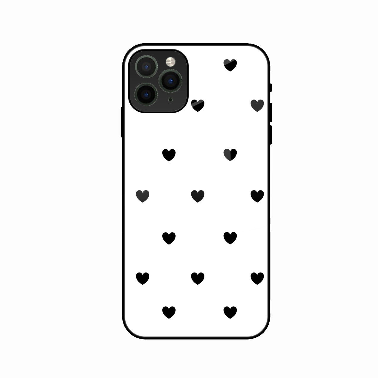 Heart Pattern White Glass Case Cover for iPhone 11 Pro Max