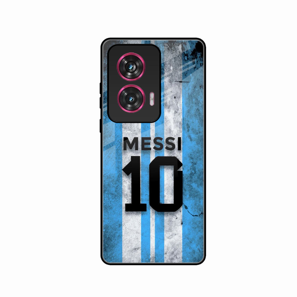 Blue Stripes Number 10 Football Glass Phone Case for Motorola Edge 50 Fusion 5G