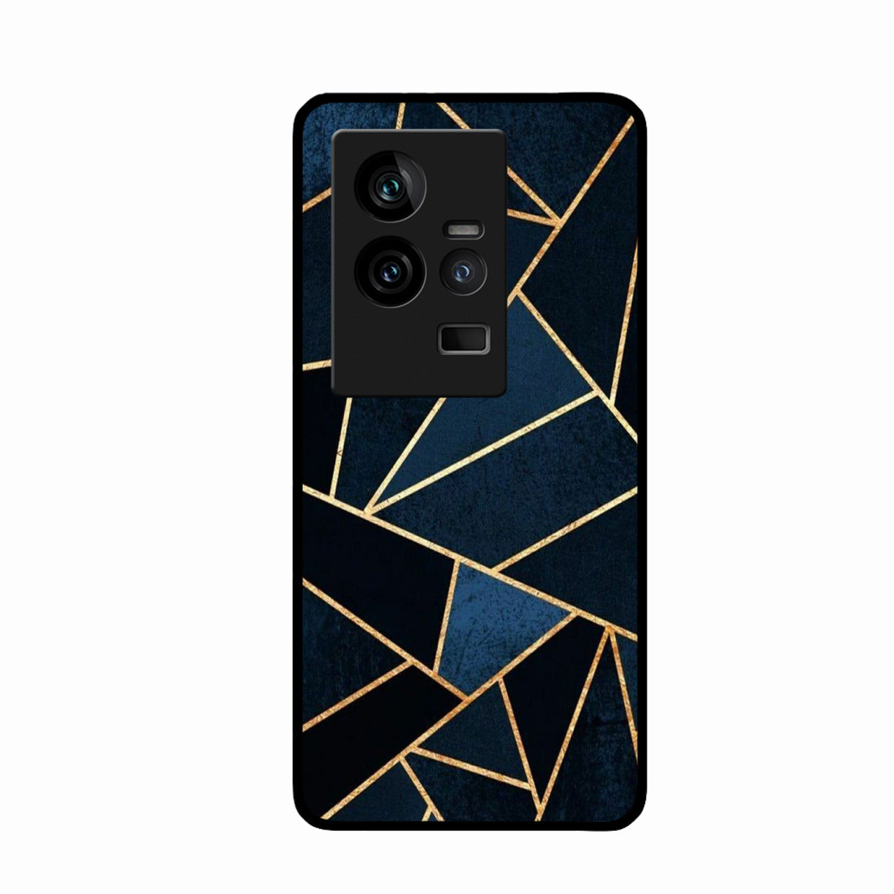 Midnight Gold Geometric Premium Glass Phone Case for iQOO 11 5G