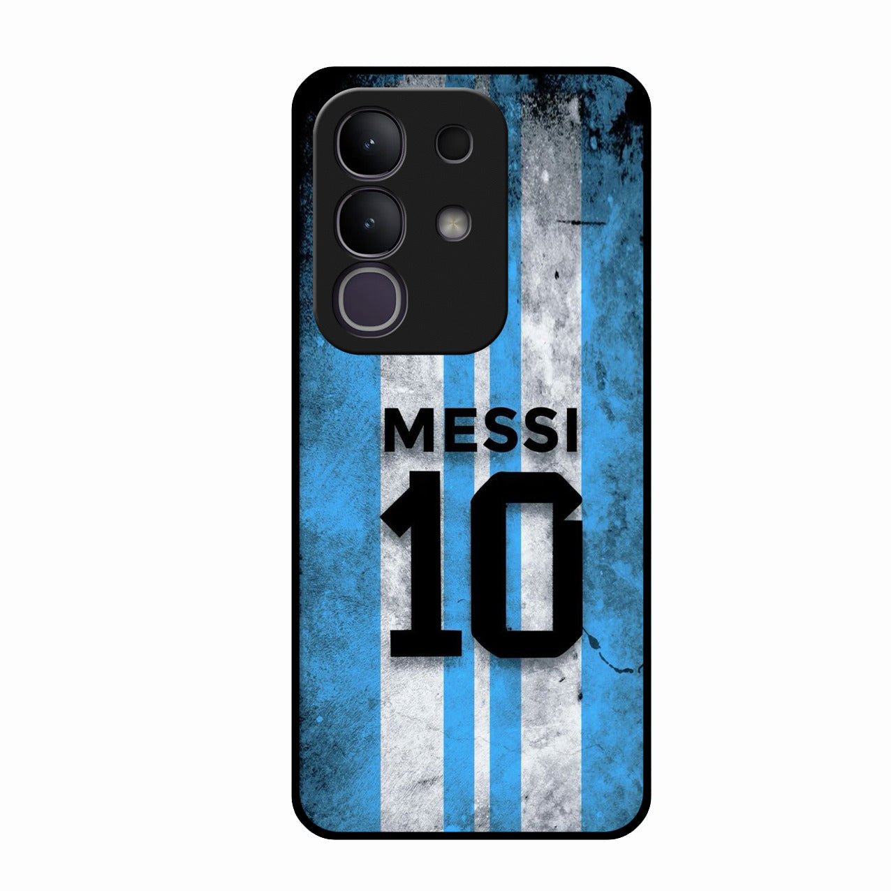 Blue Stripes Number 10 Football Glass Phone Case for Vivo T4X 5G
