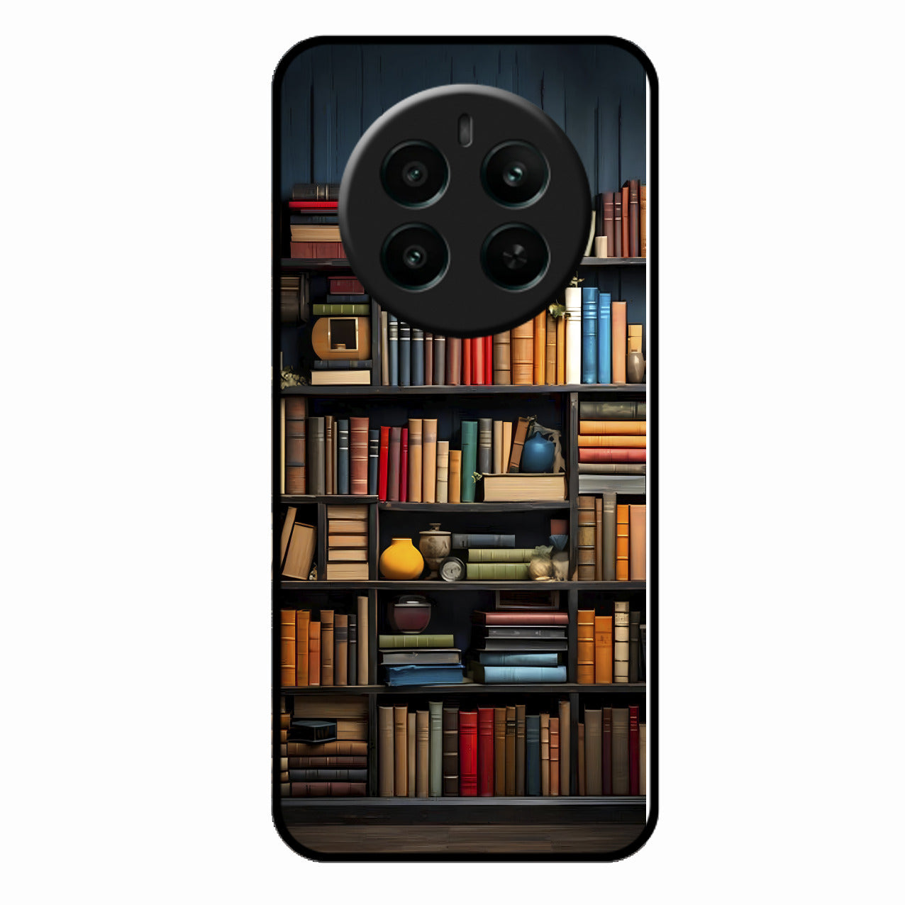 Colorful Bookshelf Art Glass Case Cover for Realme 12 Plus 5G