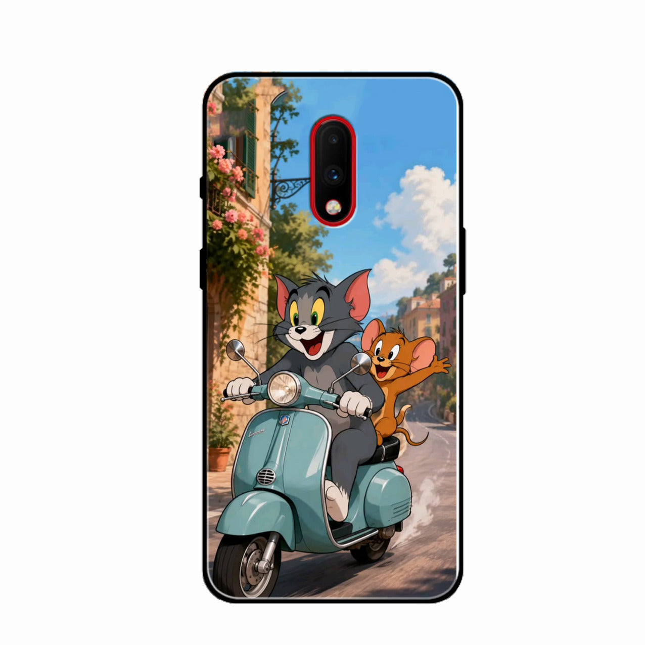 Cartoon Scooter Adventure Premium Glass Phone Case for Oneplus 7