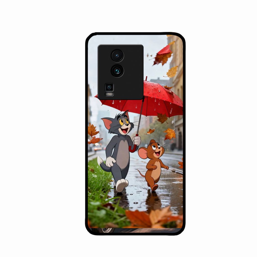 Rainy Day Cartoon Glass Phone Case for iQOO Neo 7 Pro 5G