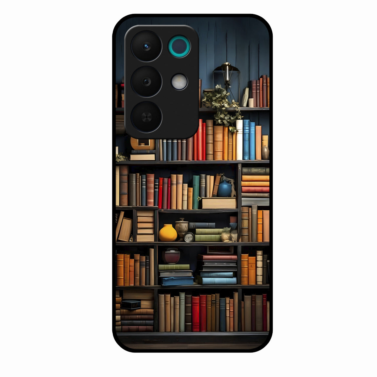Colorful Bookshelf Art Glass Case Cover for Realme 15X 5G