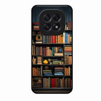 Colorful Bookshelf Art Glass Case Cover for Oppo F29 5G
