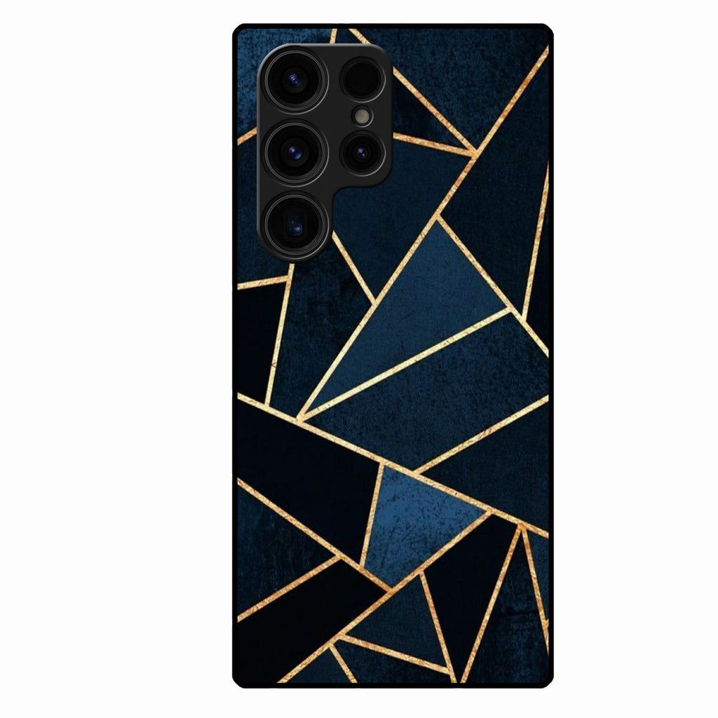 Midnight Gold Geometric Premium Glass Phone Case for Samsung Galaxy S23 Ultra 5G