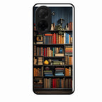 Colorful Bookshelf Art Glass Case Cover for Poco C71