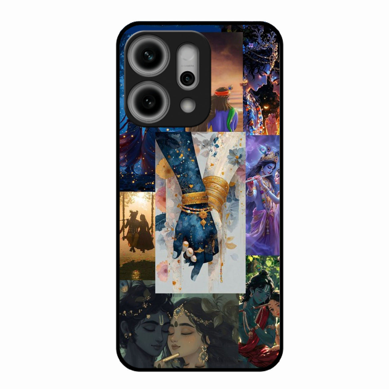 Eternal Radha Krishna Love Glass Phone Case for Oppo Reno 14 Pro 5G