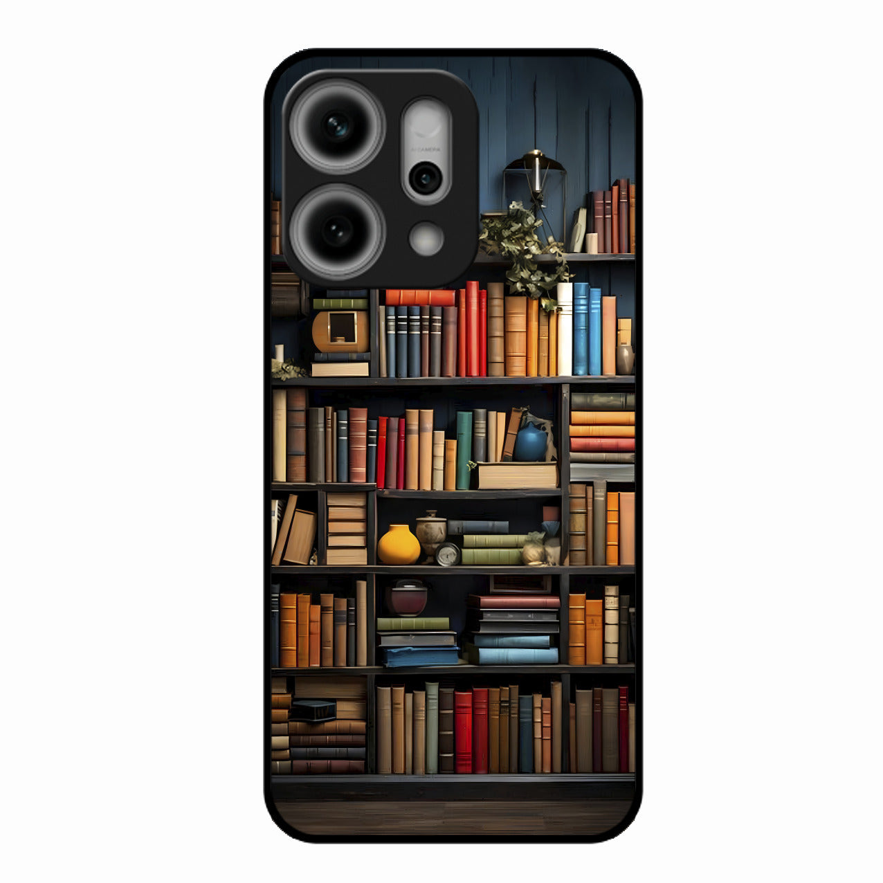 Colorful Bookshelf Art Glass Case Cover for Oppo Reno 14 Pro 5G