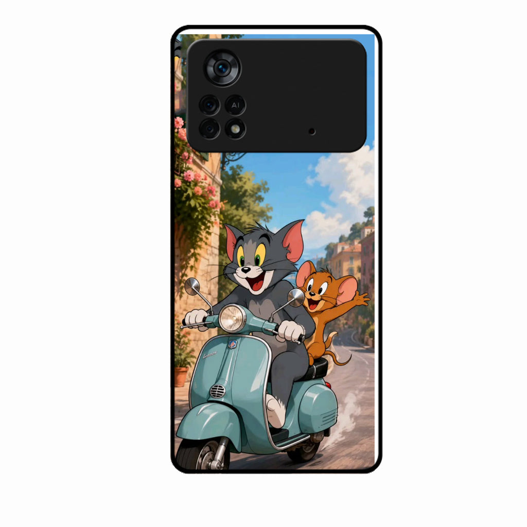 Cartoon Scooter Adventure Premium Glass Phone Case for Poco X4 Pro 5G