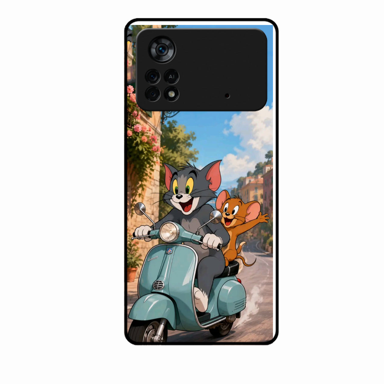 Cartoon Scooter Adventure Premium Glass Phone Case for Poco X4 Pro 5G